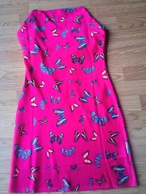 NWT Steve Madden Juniors Dress  Pin Multi  Butterflies, Lace Up Back MSRP $79